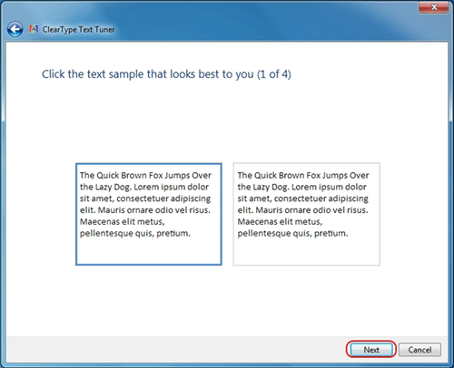 Windows 7 Clear Type Configuration